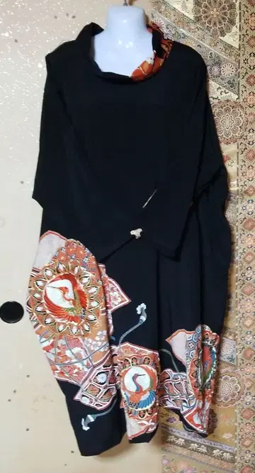 기모노 리메이크 블랙 전통 예복 기모노 화문학 원피스