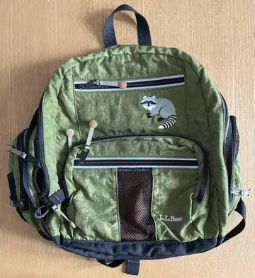 00s L.L.Bean backpack 아라이 너구리 자수 로고 그린