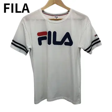 휠라 빅 로고 프린트 반팔 T셔츠 화이트 둥근넥 코튼 M