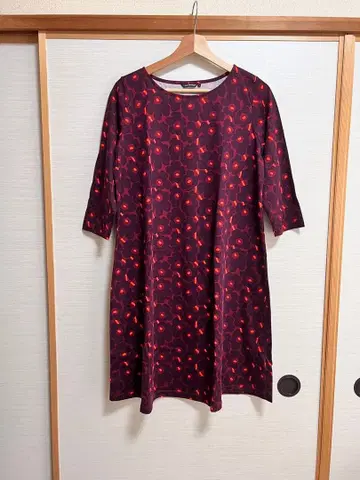 marimekko 우니코 꽃무늬 7부 소매 원피스