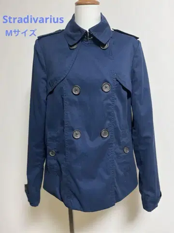 미극 네이비 더블 브레스트 코트 Stradivarius M 사이즈