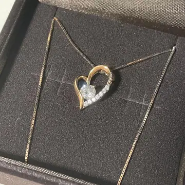 오픈 하트 실버 목걸이 큐빅 지르코니아