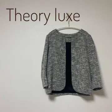 Theory luxe 트위드 노카라 자켓 네이비 38 사이즈