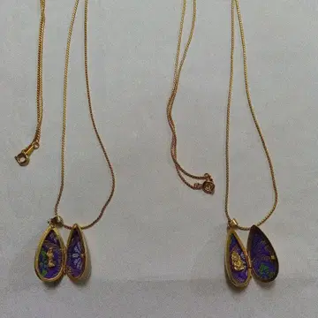 골드 펜던트 목걸이 (부동명왕, 성관음보살) 2개 세트.