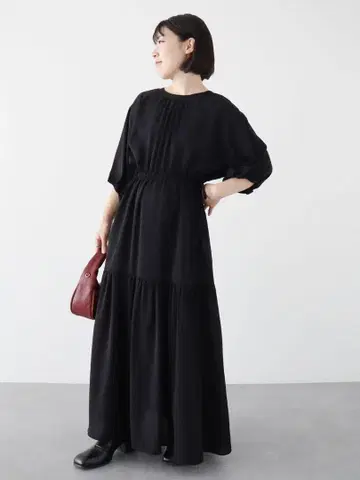 ELENCARE DUE 5부 소매 티어드 원피스