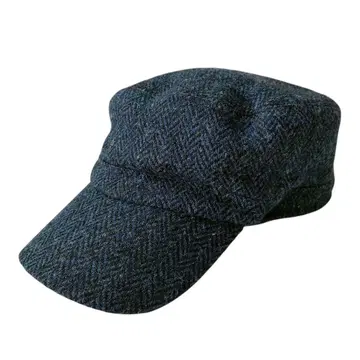 한나햇츠 x 해리스 트위드 헤링본 워크캡 네이비 컬러 아일랜드 제조