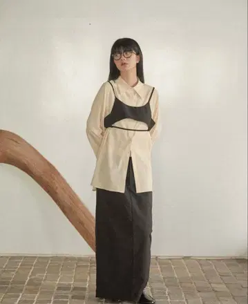 [ dium ] silky shirt bustier set