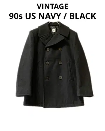90s US NAVY 블랙 더블 브레스트 6버튼 피코트