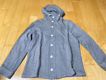 BEAMS 후드 부착 그레이 자켓 울 x 가죽 방한 아이템
