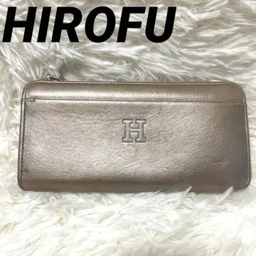 HIROFU 플라티카 가죽 장지갑 L자형 지퍼 핑크 골드