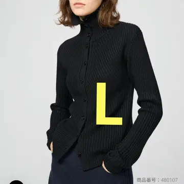 유니클로 메리노 블렌드 하이넥 가디건 블랙 L UNIQLO