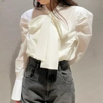 FRAY I.D 프레이 아이디 백리본 퍼프 블라우스 화이트