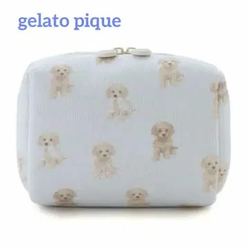 [ 미사용 ] gelato pique 스퀘어 파우치 토이 푸들 스카이블루