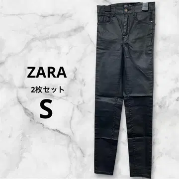 ZARA S 스키니 팬츠 스트레치 소재 가죽풍 S 블랙 2장 세트