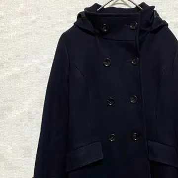 LE SOUK 피 코트 후드 부착 포켓 부착 심플 안감 부착 울