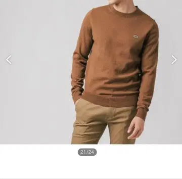 LACOSTE 브라운 크루넥 니트 스웨터