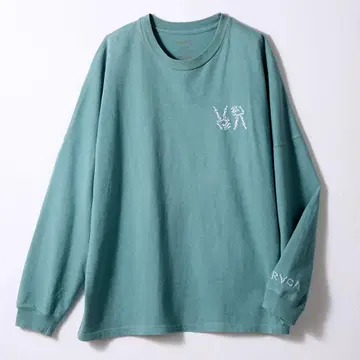 RVCA 그린 긴팔 T셔츠 뼈 디자인