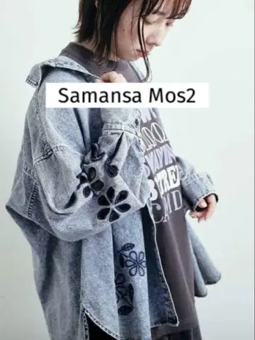 [ 완판 컬러 ] Samansa Mos2  자수 오버 셔츠 플라워 자수