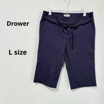 드로어 하프 팬츠 L 보라색 코튼 100% 리본