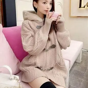 미셸 마카롱michellmacaron 후드 부착 더플 코트