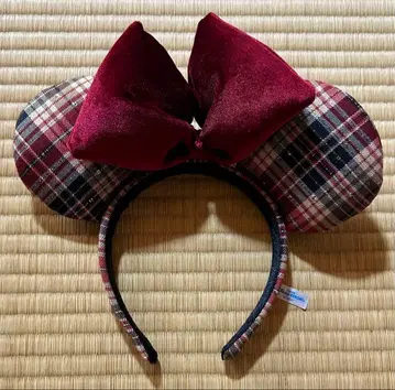 디즈니랜드 Disney 머리띠 체크 빨간색