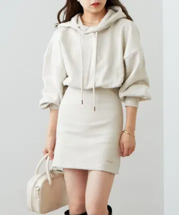 Chico 치코 후디 맨투맨 미니 원피스 아이보리