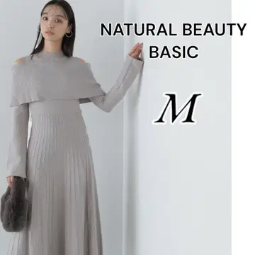 완판템 NATURAL BEAUTY BASIC 오프숄더 니트 원피스 M