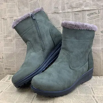 새상품 여성용 23.0cm 경량 발수 보아 안감 숏부츠 그린 6442