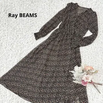 새상품급 레이빔즈 셔츠 원피스 맥시 길이 긴팔 꽃무늬 복고풍 느낌 쉬폰