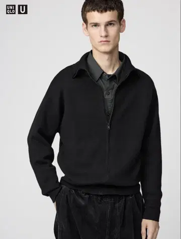 유니클로 U 더블 페이스 풀 지퍼 자켓 L 블랙 UNIQLO U