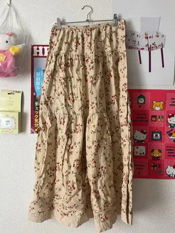 ketty 꽃무늬 코튼 롱 스커트 베이지