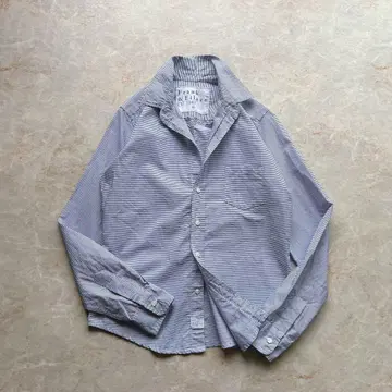 새상품급 프랭크&일리 발리 셔츠 보더 화이트 블루 주름 가공