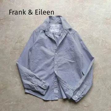 새상품급 프랭크&일리 발리 셔츠 보더 화이트 블루 주름 가공