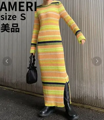 [ 새상품급 ] AMERI MULTI BORDER KNIT DRESS S