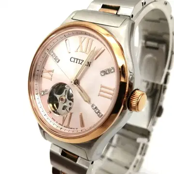 작동 시티즌 손목시계 메카니컬 스와로 오픈 하트 쉘 다이얼 콤비