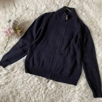 [ malo ] 마로 네이비 니트 하이넥 더블 지퍼 42(XL)