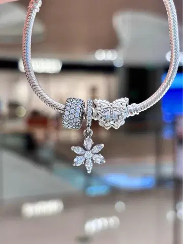 pandora 실버 925 꽃 모티브 팔찌