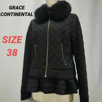 GRACE CONTINENTAL 퀼팅 자켓 블루종 블랙 38