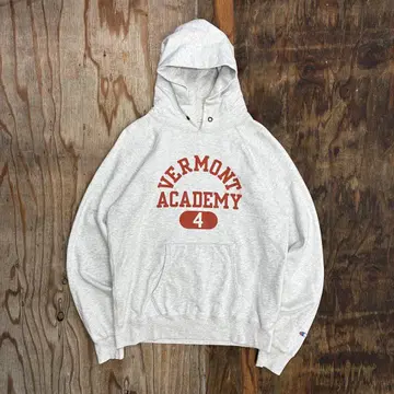 Champion 풀오버 후드티 그레이 염색 캡슐 오렌지