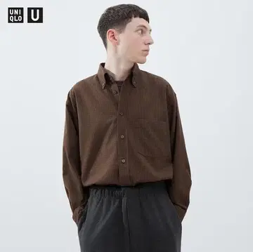 uniqlo u 트윌 오버 사이즈 체크 셔츠 (긴팔) 유니클로 u a