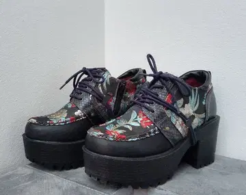 YOSUKE 요스케 통굽 레이스업 슈즈 일본풍 패턴