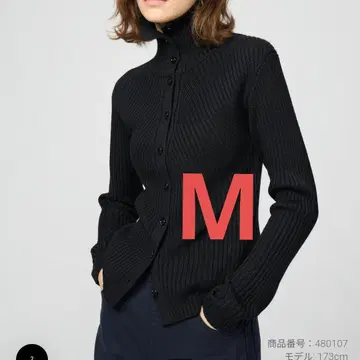 UNIQLO 메리노 블렌드 하이넥 가디건 M 블랙 유니클로