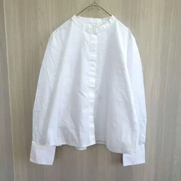 무인양품 상의 셔츠 블라우스 옷깃 없음 면 100% 화이트 M