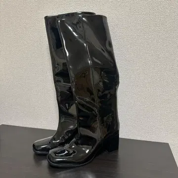 블랙 롱 부츠 중간 힐