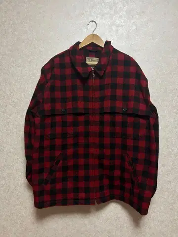 L.L.Bean 90s USA제 빨검 체크 자켓 XXL