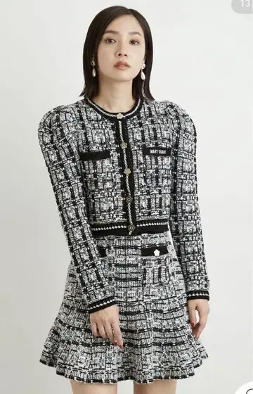 LILY BROWN x MARYQUANT 트위드 니트 가디건