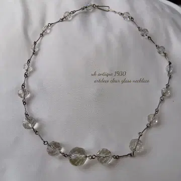영국 앤티크 1930년 영국 아르데코 클리어 유리 목걸이