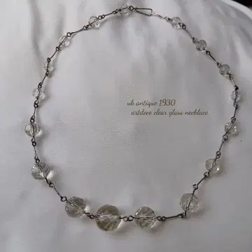 영국 앤티크 1930년 영국 아르데코 클리어 유리 목걸이