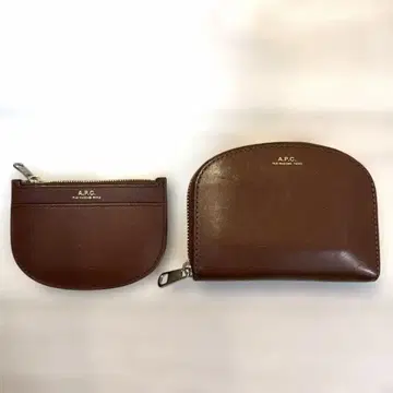 A.P.C. 브라운 가죽 접이식 지갑 동전 지갑 카드 케이스 세트