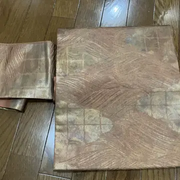 미사용 나고야 오비 골드 컬러와 브라운 그라데이션